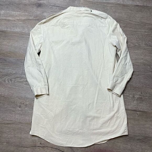 Anne Klein Cream Gold Shimmer Button Down Tunic Dress Shirt Size Large - Picture 11 of 11